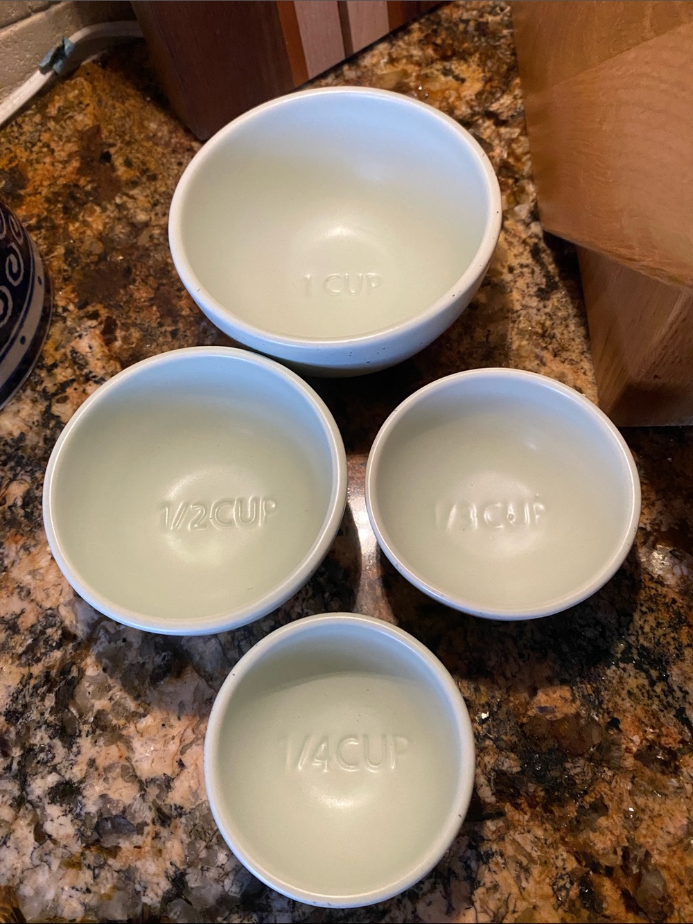 Sage Green speckled ceramic nesting measuring cup set from Greg Natale - Picture 3 of 4